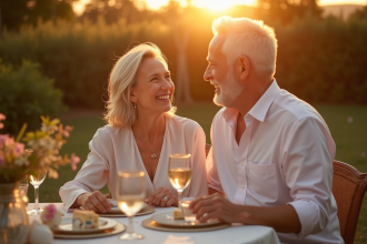 Couple heureux célébrant leur 16e anniversaire de mariage