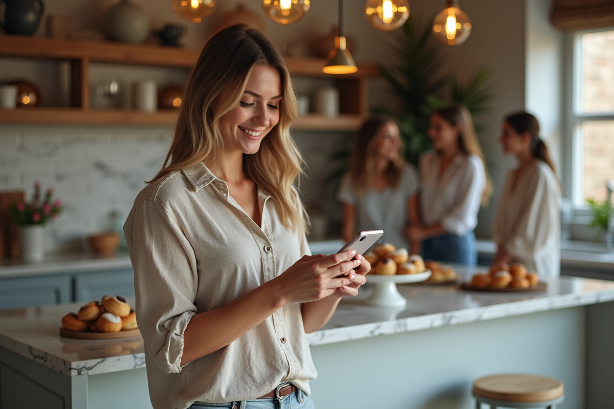 Jeune femme utilisant une application de paiement numérique