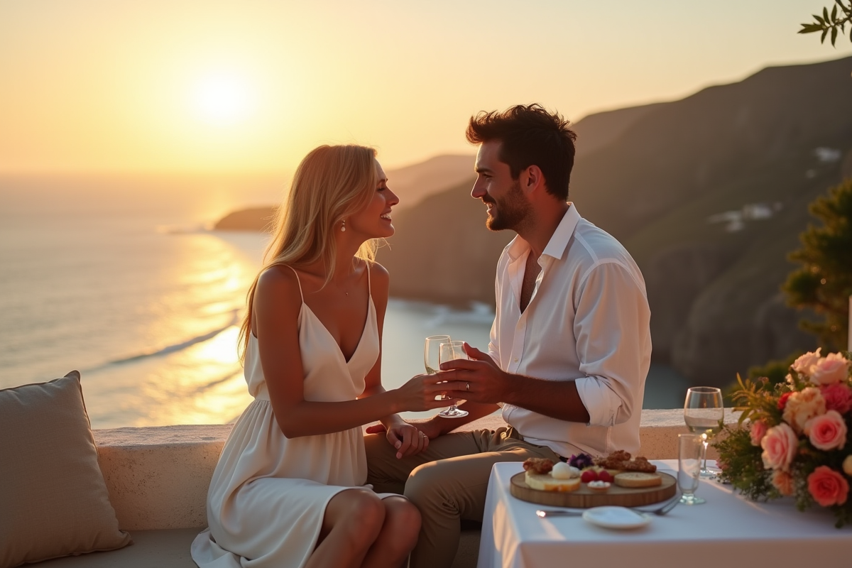 Couple marié profitant d